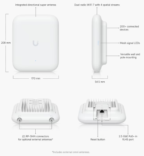 Kiểu dáng wifi UniFi U7 outdoor